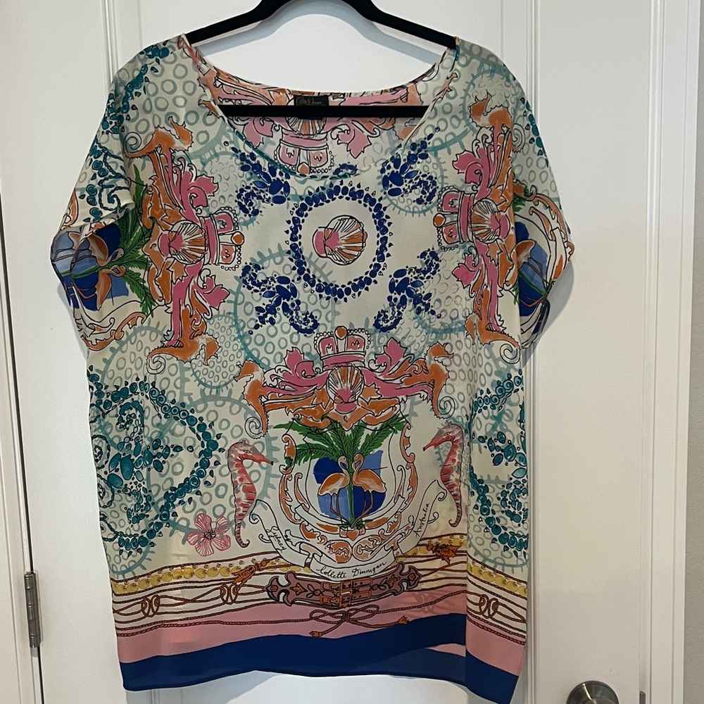 Elegant Silk Multicolor Printed Blouse